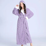 Flannel Hooded Winter Bathrobe