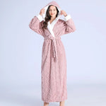 Flannel Hooded Winter Bathrobe